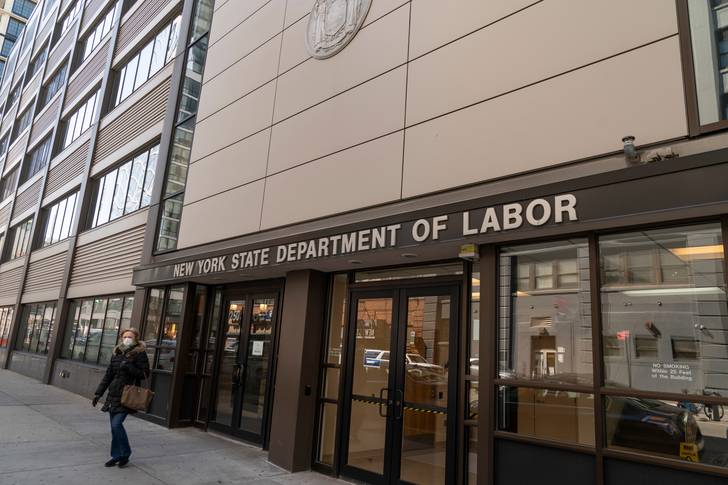 A stock photo of the New York Labor Department building
